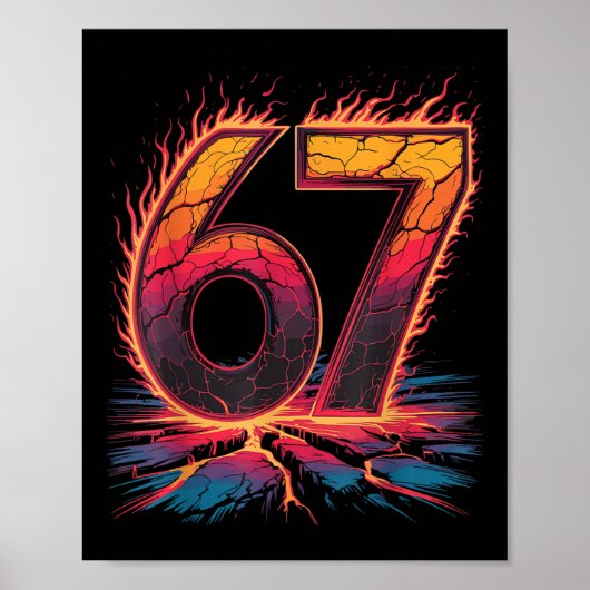 67 Flammenzahl Sechs Sieben Meme 67 Kind Poster (Vorne)