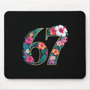 67 Floral Flower Gen 67. Geburtstag Zahl 67 Mousepad