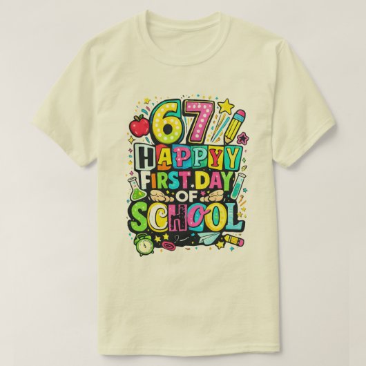 67 Frohen ersten Schultag T-Shirt (Design vorne)
