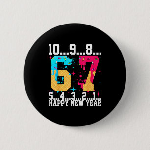 67 Frohes neues Jahr Sechs Sieben Lustiger Countdo Button