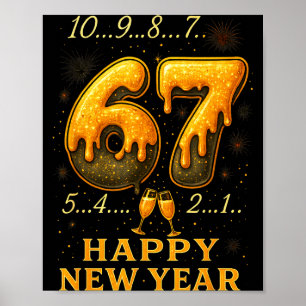 67 Frohes neues Jahr Sechs Sieben Lustiger Countdo Poster