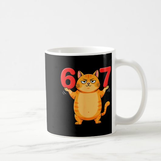 67 Funny Cat Six Seven Meme Gen Z Alpha Humor Anim Kaffeetasse (Rechts)