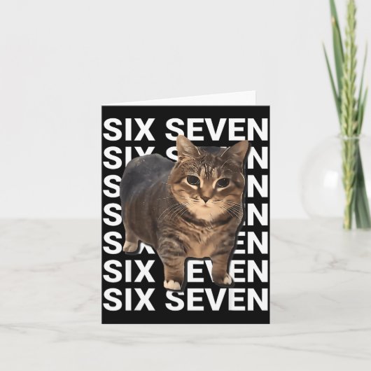 67 Funny Cat Six Seven Meme Gen Z Alpha Humor Anim Karte (Vorderseite)