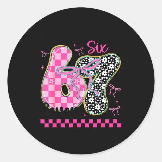 67 Funny Meme Filled With Hearts Six Seven Valenti Runder Aufkleber (Vorderseite)