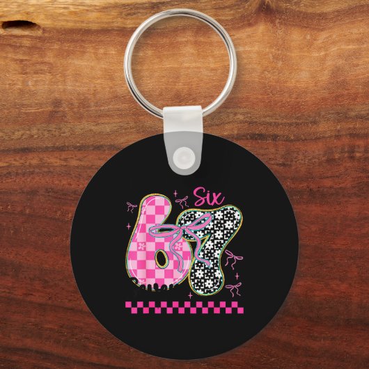 67 Funny Meme Filled With Hearts Six Seven Valenti Schlüsselanhänger (Vorderseite)