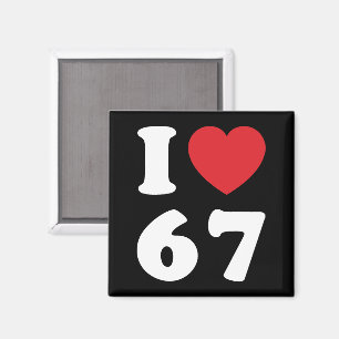 67 Funny Meme I Liebe Six Sieben 67. Geburtstag Magnet