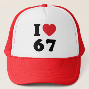 67 Funny Meme I Liebe Six Sieben 67. Geburtstag Truckerkappe