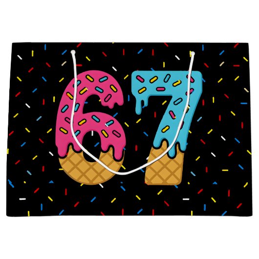 67 Funny Meme Ice Cream Six Seven Gen Alpha Große Geschenktüte (Vorderseite)