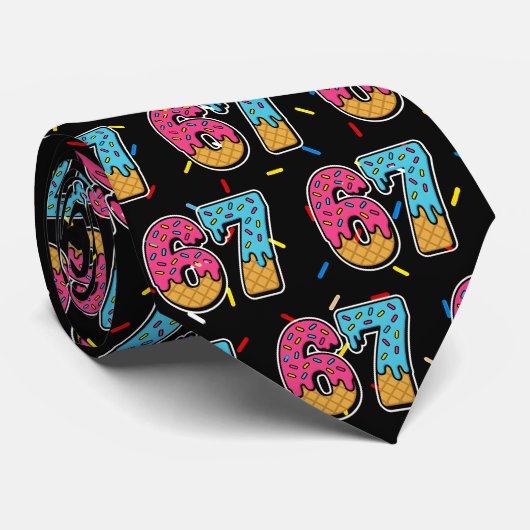 67 Funny Meme Ice Cream Six Seven Gen Alpha Krawatte (Gerollt)