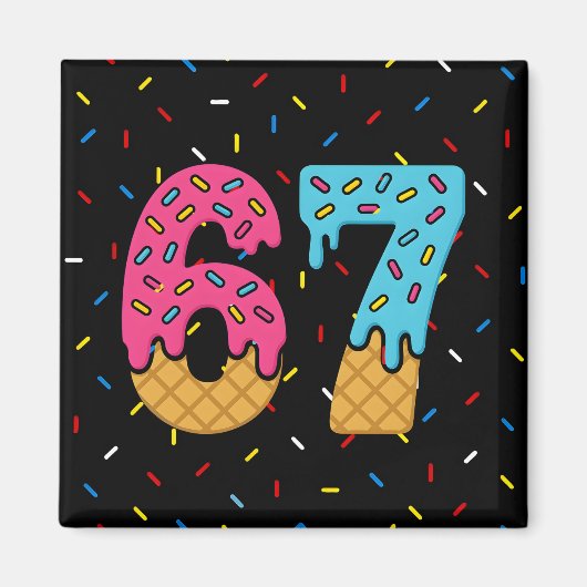 67 Funny Meme Ice Cream Six Seven Gen Alpha Magnet (Vorne)