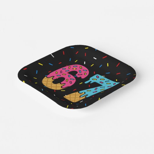 67 Funny Meme Ice Cream Six Seven Gen Alpha Pappteller (Gewinkelt)