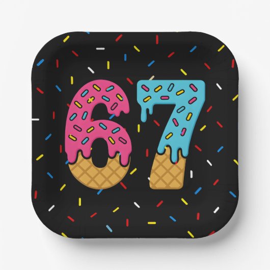 67 Funny Meme Ice Cream Six Seven Gen Alpha Pappteller (Vorderseite)