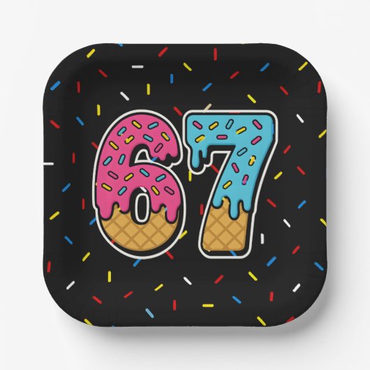 67 Funny Meme Ice Cream Six Seven Gen Alpha Pappteller (Vorderseite)