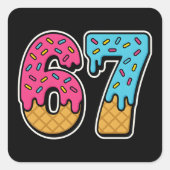 67 Funny Meme Ice Cream Six Seven Gen Alpha Quadratischer Aufkleber (Vorderseite)
