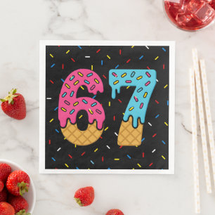 67 Funny Meme Ice Cream Six Seven Gen Alpha Serviette