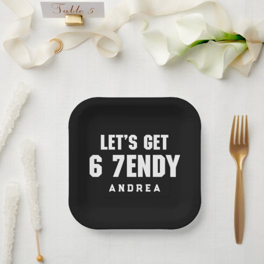67 Funny Meme Lasst uns sechs Seven Sendy 6 7endy Pappteller (Hochzeit)