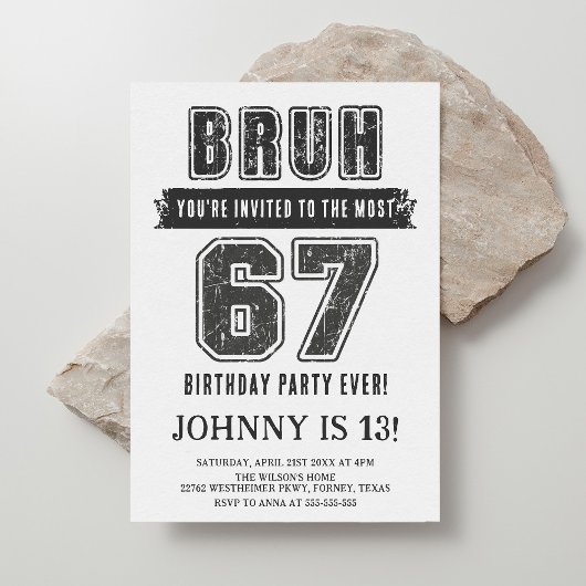 67 Funny Six Seven Party Teen Boy Birthday Einladung