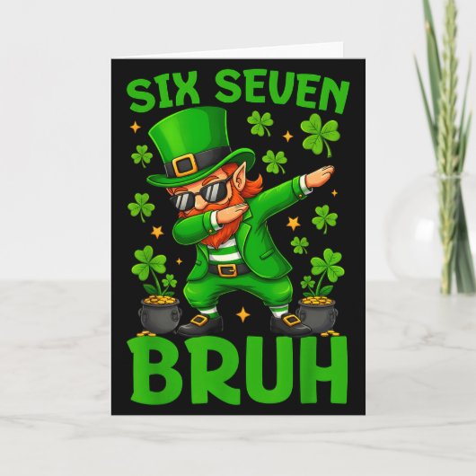 67 Funny St. Patrick's Day Six Seven Meme Leprecha Karte (Vorderseite)