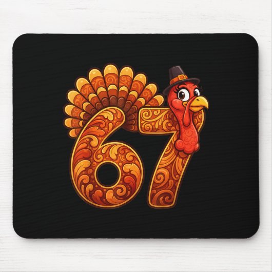 67 Funny Thanksgiving Turkey Meme Six Seven 6 7 Mousepad (Vorne)