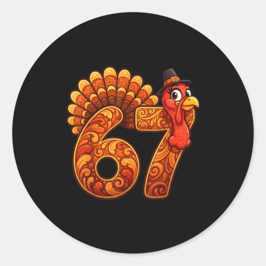 67 Funny Thanksgiving Turkey Meme Six Seven 6 7  Runder Aufkleber (Vorderseite)