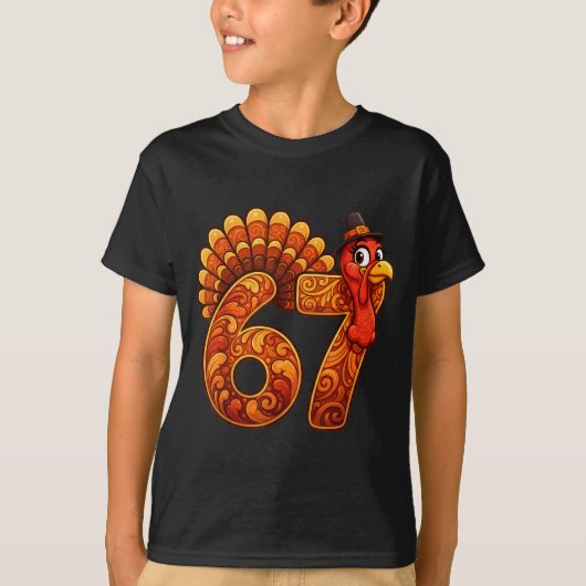 67 Funny Thanksgiving Turkey Meme Six Seven 6 7 T-Shirt (Vorderseite)