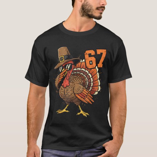 67 Funny Thanksgiving Turkey Meme Six Seven 6 7  T-Shirt (Vorderseite)