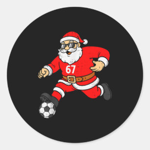 67 Fußball Santa Six Seven Meme Weihnachten Sport Runder Aufkleber
