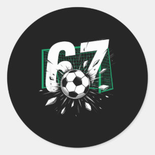 67 Fußball Sechs Sieben 6 7 Meme 67 für Jungen Män Runder Aufkleber