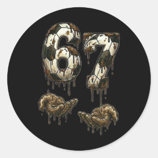 67 Fußball Sechs Sieben Fußball 6 7 Kinder Jungen  Runder Aufkleber