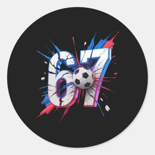 67 Fußball-Smash Nummer Siebenundsechzig Impact Ge Runder Aufkleber (Vorderseite)