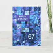 67. Geburtstag, Blue Squares, Karte (Vorderseite)