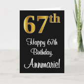 67. Geburtstag ~ Elegante Luxuriöse Imitate Gold L Karte (Vorderseite)