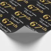 67. Geburtstag: Elegante Luxuriöse Imitate Gold Lo Geschenkpapier (Ecke)