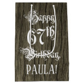 67. Geburtstag: Extravagant, Imitate Holzsehen + I Mittlere Geschenktüte (Rückseite)