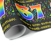 67. Geburtstag: Farbige Musiksymbole, Regenbogen 6 Geschenkpapier (Rolleneckpunkt)