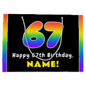 67. Geburtstag: Farbiger Regenbogen # 67, Individu Große Geschenktüte (Rückseite)