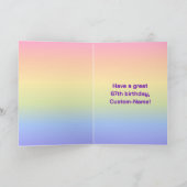 67. Geburtstag: Fun Rainbow #, Custom Fotos + Name Karte (Innenseite)