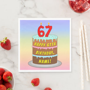 67. Geburtstag: Lustiger Kuchen und Kerzen + Benut Serviette