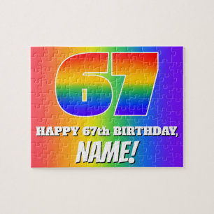 67. Geburtstag — mehrfarbiges Regenbogenmuster "67 Puzzle