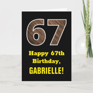 67. Geburtstag: Name, Falsches Holzmaserungsmuster Karte