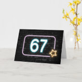 67. Geburtstag Neon Sign on Brick Wall Karte (Gelbe Blume)