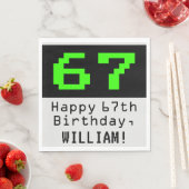 67. Geburtstag - Nerdy / Geeky Style "67" & Name Serviette (Beispiel)