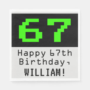 67. Geburtstag - Nerdy / Geeky Style "67" & Name Serviette