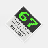 67. Geburtstag - Nerdy / Geeky Style "67" & Name Serviette (Ecke)