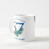 67. Geburtstag oder Jubiläum Pfauenfeder Kaffeetasse (Vorderseite Links)