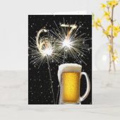67. Geburtstagsparkler mit Bier-Tasse Karte (Gelbe Blume)