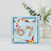 67. Geburtstagsparty Einladung Blume, Schmetterlin (Stehend Vorderseite)
