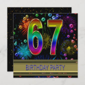 67. Geburtstagsparty Einladung mit Blasen (Vorne/Hinten)