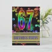 67. Geburtstagsparty Einladung mit Blasen (Stehend Vorderseite)