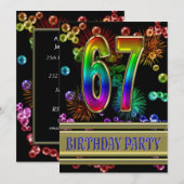 67. Geburtstagsparty Einladung mit Blasen (Vorne/Hinten)